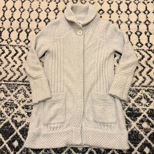PrAna Elsin Sweater Coat Duster Women’s M Bone Knit Button Front Cardigan Jacket
